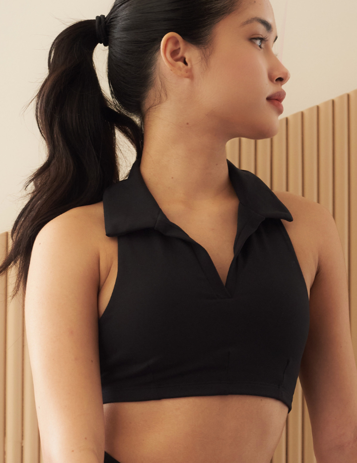 Activewear Collar Crop Top