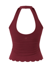 Peaches Active - Paris Halter Neck Top Solid Edition Red Maroon