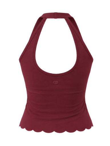 Peaches Active - Paris Halter Neck Top Solid Edition Red Maroon