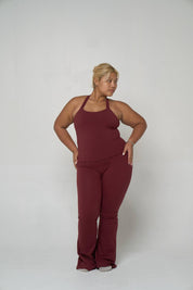 Peaches Active - Paris Flared Leggings Solid Edition Red Maroon