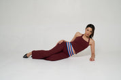 Peaches Active - Paris Halter Neck Top Solid Edition Red Maroon