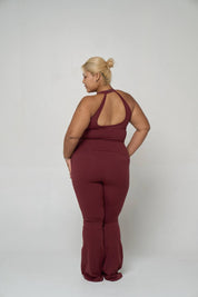 Peaches Active - Paris Halter Neck Top Solid Edition Red Maroon