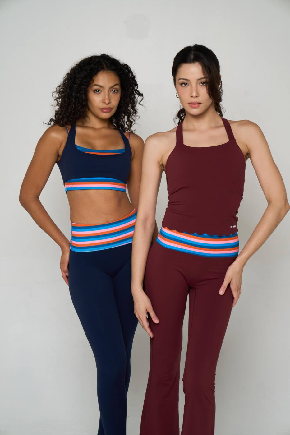 Peaches Active - Paris Stripe Limited Leggings Ink Navy - Rainbow