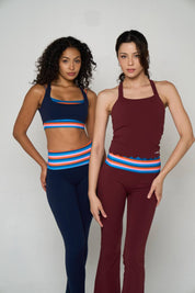 Peaches Active - Paris Stripe Limited Leggings Ink Navy - Rainbow
