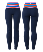 Peaches Active - Paris Stripe Limited Leggings Ink Navy - Rainbow